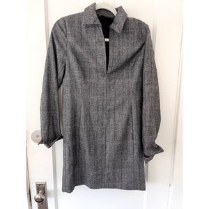 Womens Akris Wool Cashmere Coat Dress Zip Up Long Sleeve Plaid Size 8